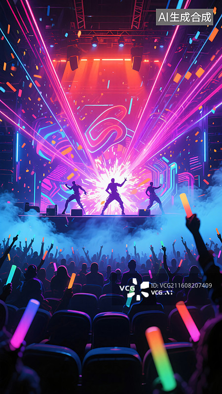 【AI数字艺术】霓虹狂想曲：未来演唱会之夜图片素材