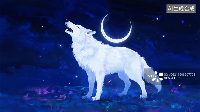 【AI数字艺术】星月秘语：蓝色幻境图片素材