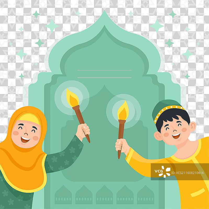 伊斯兰新年庆祝活动中的扁平化设计图片素材