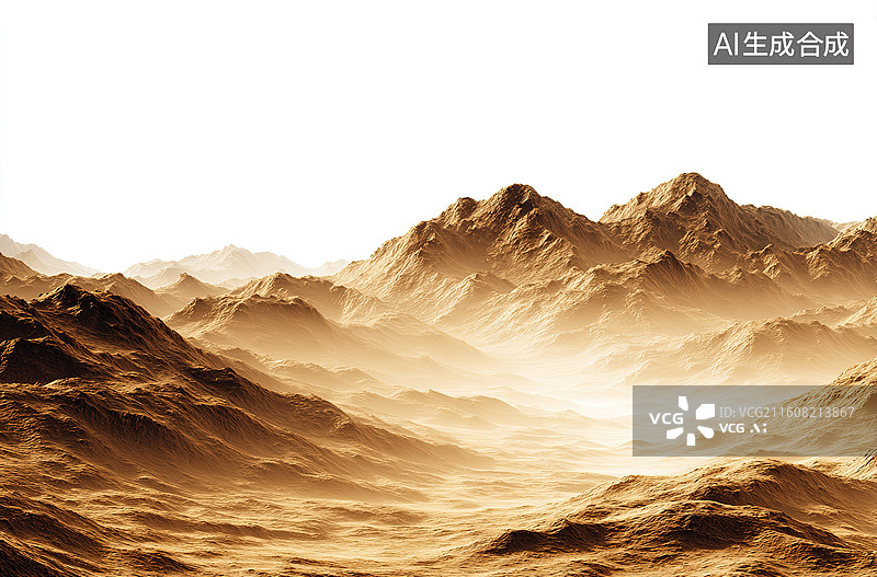 【AI数字艺术】沙漠山脉晨雾景观图片素材