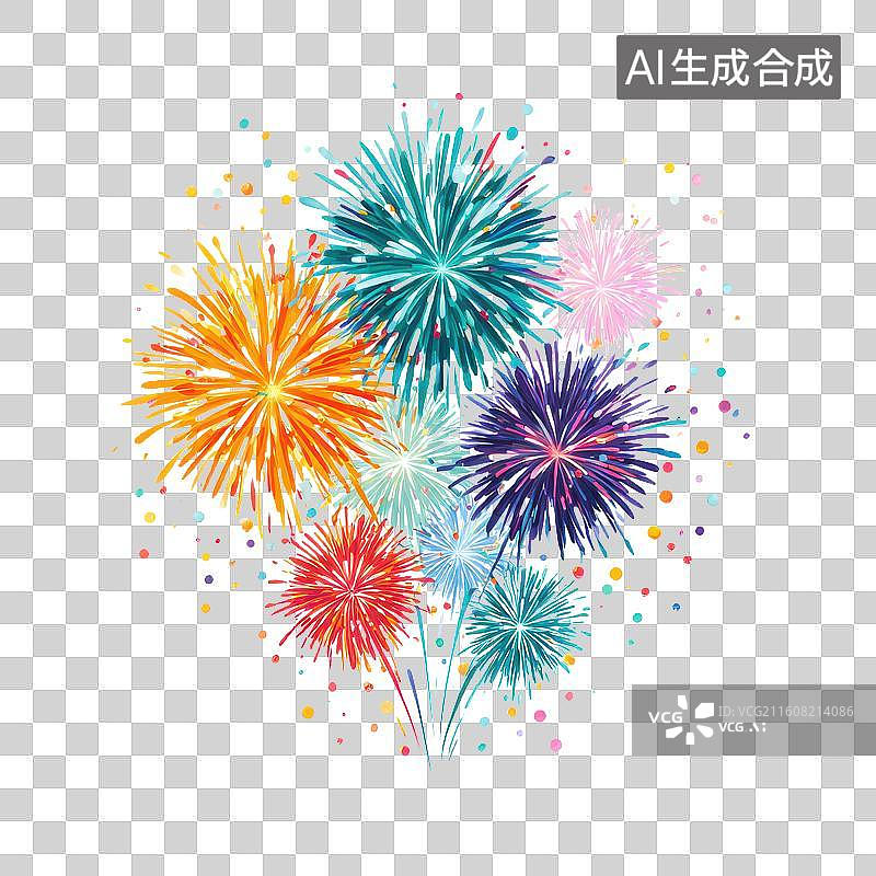 【AI数字艺术】多色绽放的小型烟花组合图案图片素材