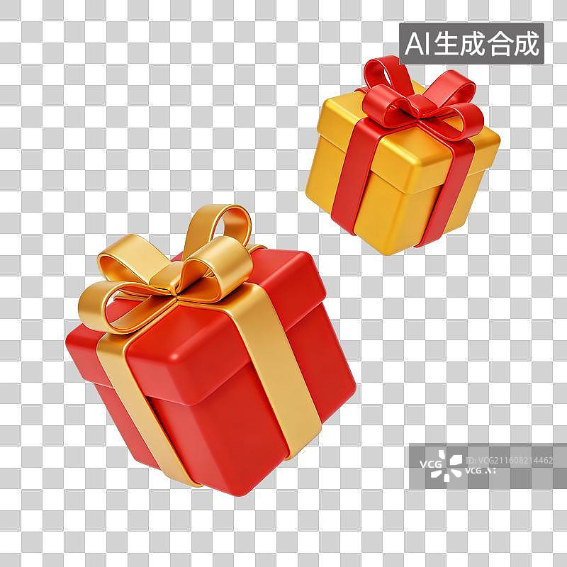 【AI数字艺术】漂浮在空中的礼物盒免抠图形图片素材