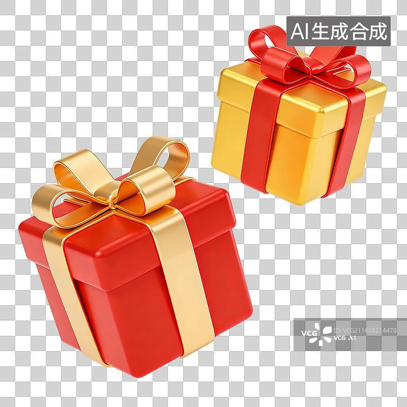 【AI数字艺术】漂浮在空中的礼物盒免抠图形图片素材