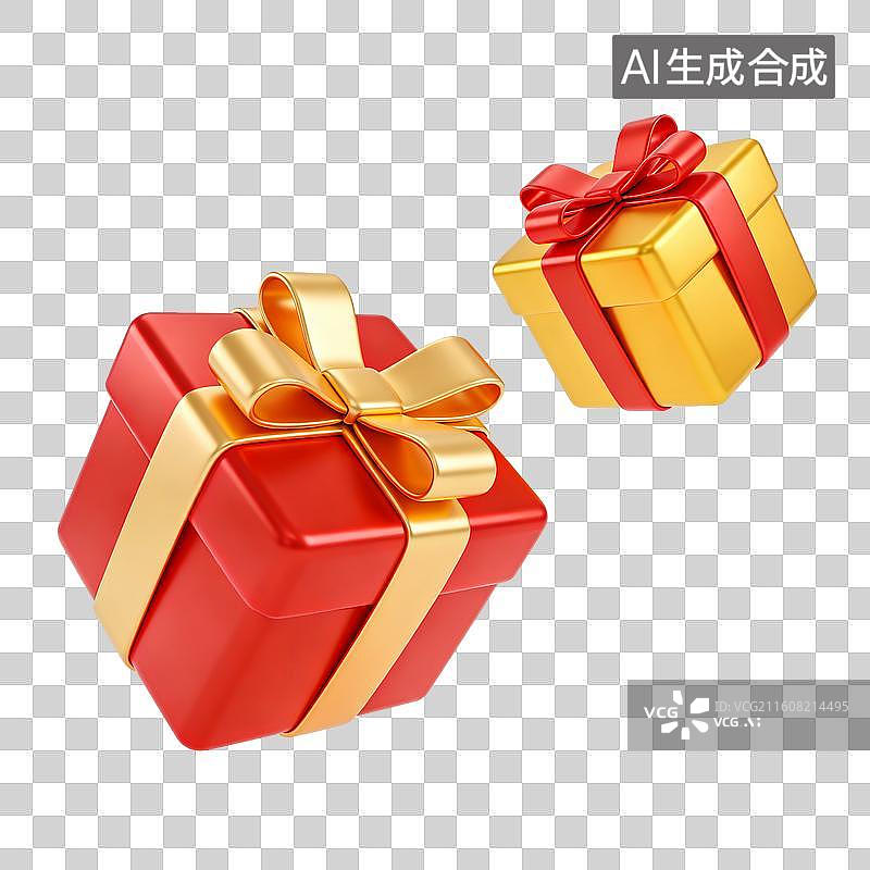 【AI数字艺术】漂浮在空中的礼物盒免抠图形图片素材
