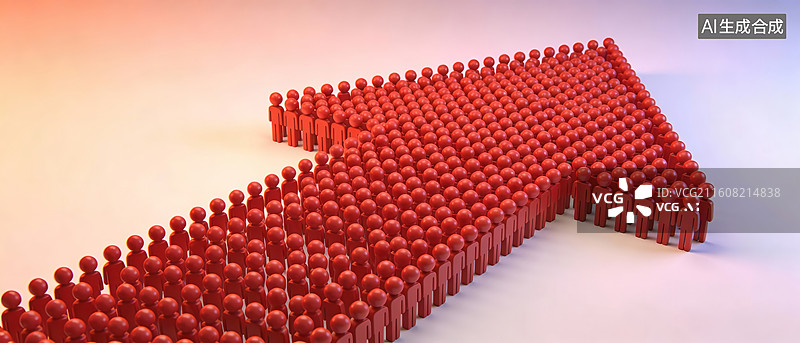 【AI数字艺术】红色人形组成向上箭头图片素材