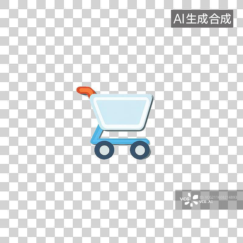 【AI数字艺术】蓝色透明购物车简约线条图标图片素材