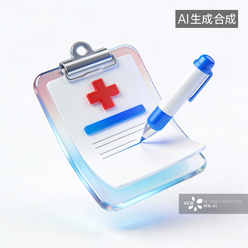 【AI数字艺术】医疗剪贴板与红色十字图片素材