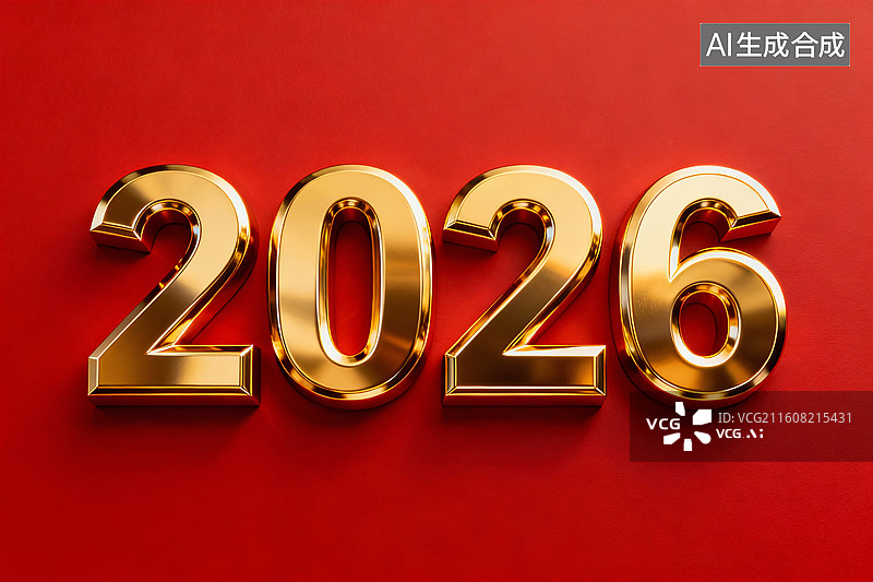 【AI数字艺术】金色2026年数字背景图片素材