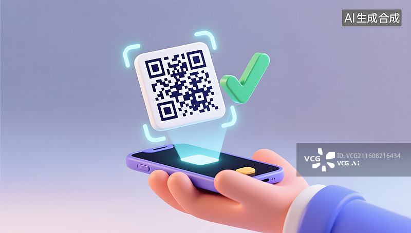 【AI数字艺术】极简场景展现手机扫码支付的完成过程图片素材