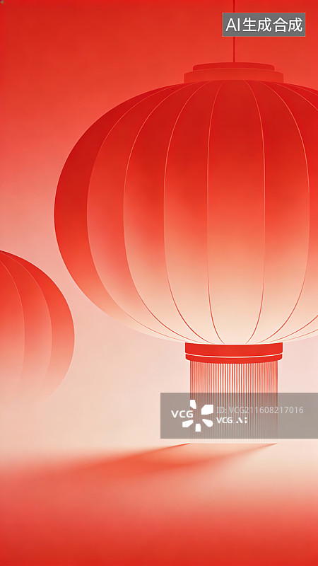 【AI数字艺术】红色中国灯笼喜庆背景图片素材