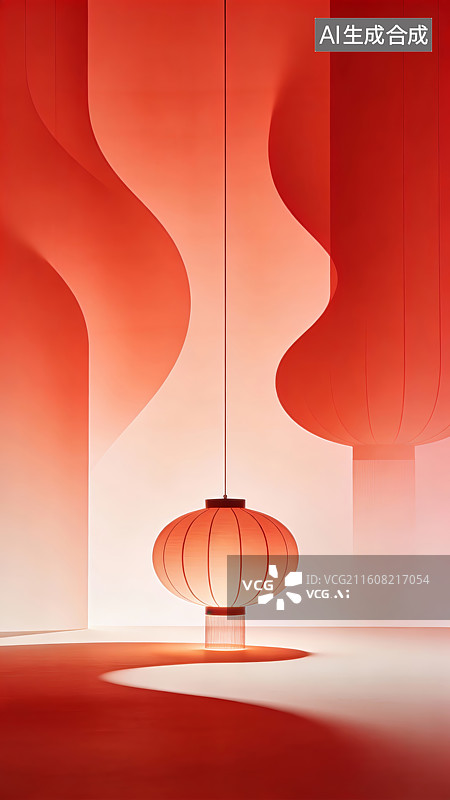 【AI数字艺术】红色中国灯笼喜庆背景图片素材