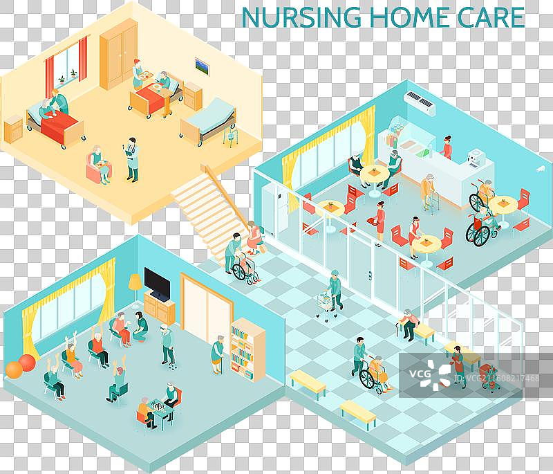 养老院护理等距构图图片素材