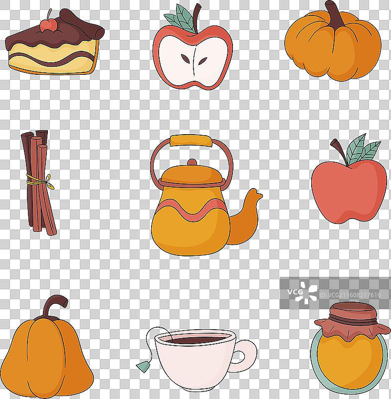 秋季扁平化设计元素合集图片素材