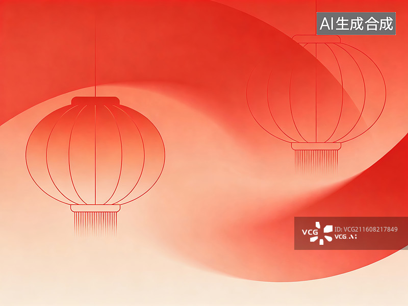 【AI数字艺术】红色中国灯笼节日装饰背景图片素材