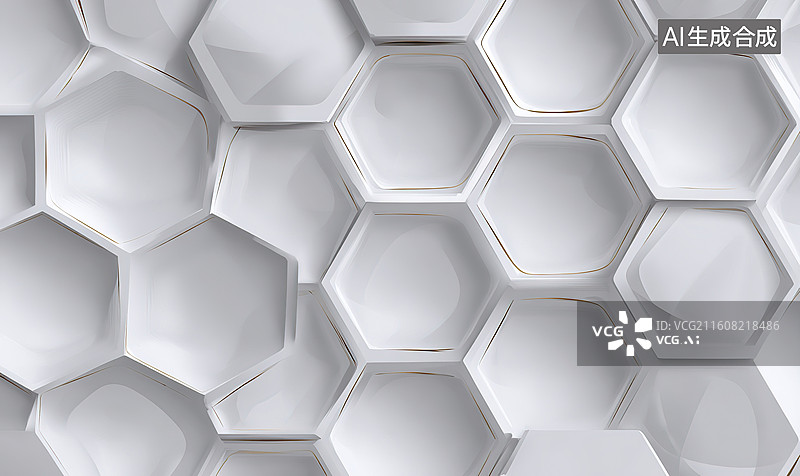 【AI数字艺术】白色六边形几何纹理图片素材