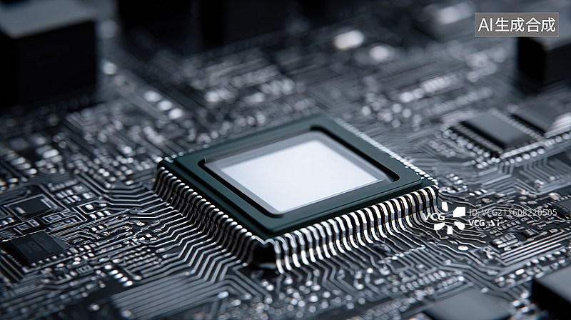 【AI数字艺术】集成电路芯片特写图片素材