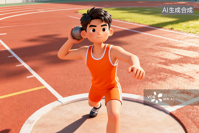 【AI数字艺术】男性运动员准备投掷铅球图片素材