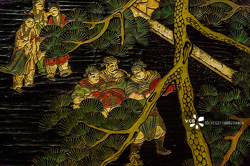 款彩郭子仪贺寿图屏风图片素材