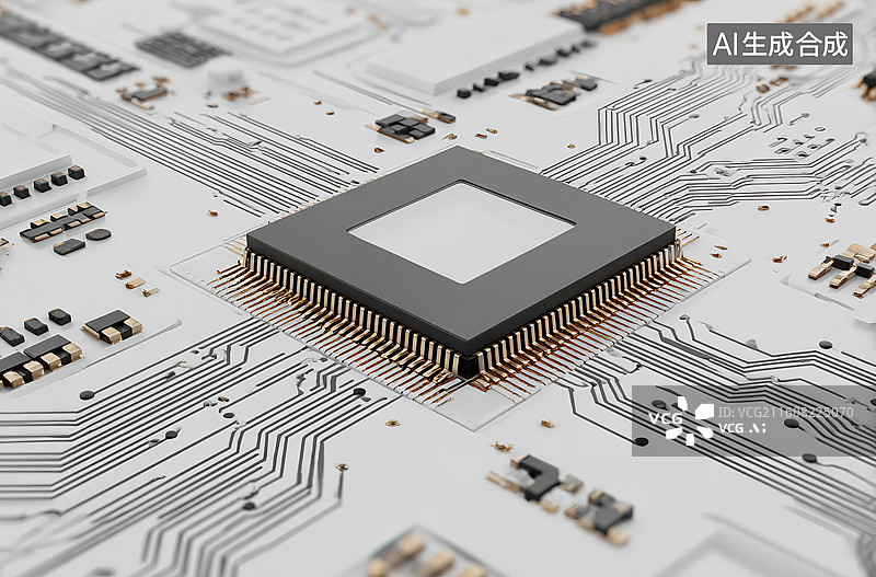 【AI数字艺术】集成电路芯片特写图片素材