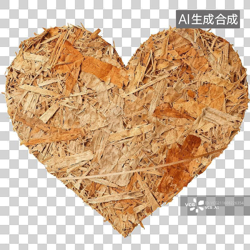 【AI数字艺术】手工木质拼贴创意爱心形状图片素材