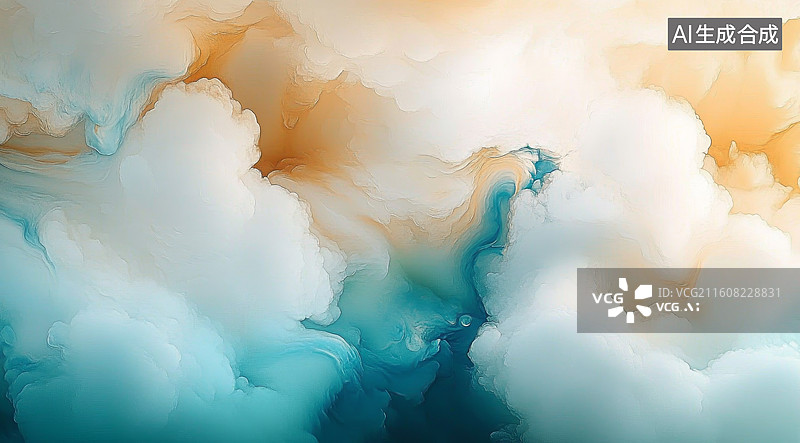 【AI数字艺术】青色中国风水墨抽象画背景图片素材