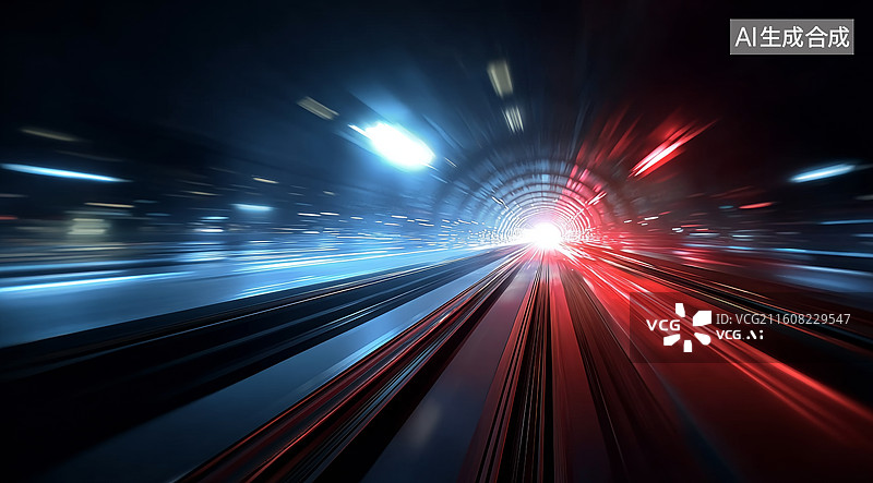 【AI数字艺术】高速隧道光轨动态效果图片素材