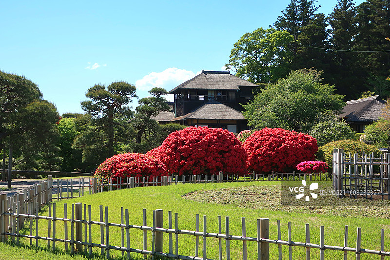 日本茨城县水户市，日本三大名园偕乐园的好文亭图片素材