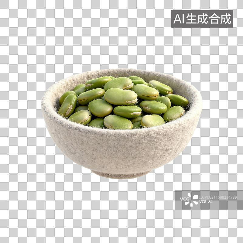 【AI数字艺术】一碗新鲜的绿色蚕豆图片素材