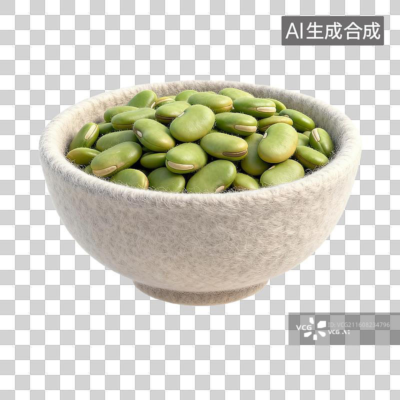 【AI数字艺术】一碗新鲜的绿色蚕豆图片素材