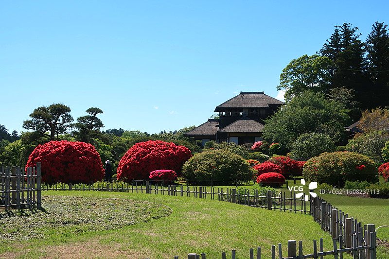 日本茨城县水户市，日本三大名园偕乐园的好文亭图片素材