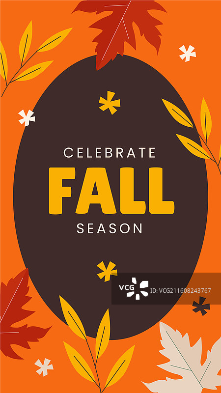 秋季扁平化Instagram故事集图片素材