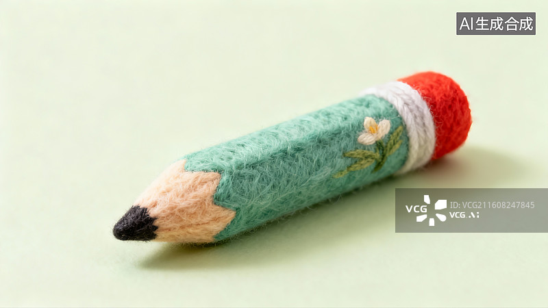 【AI数字艺术】3D毛毡国风铅笔文具图片素材