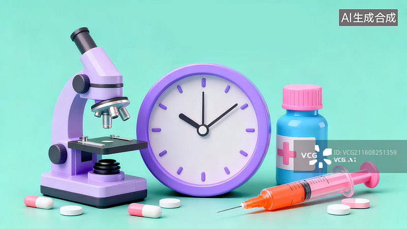 【AI数字艺术】医疗医药显微镜元素插画图片素材