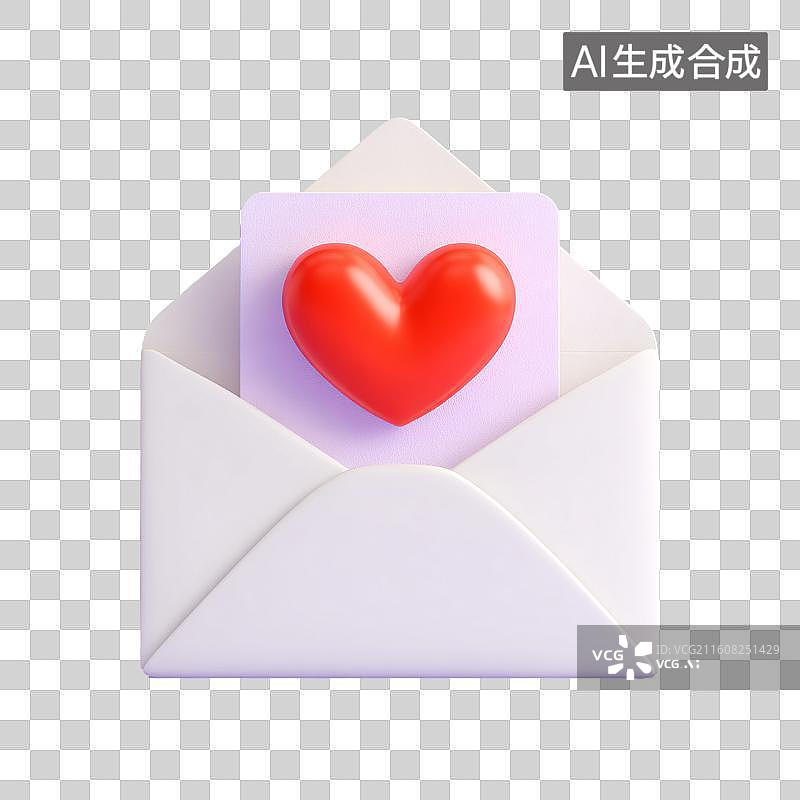 【AI数字艺术】爱心信封元素图片素材