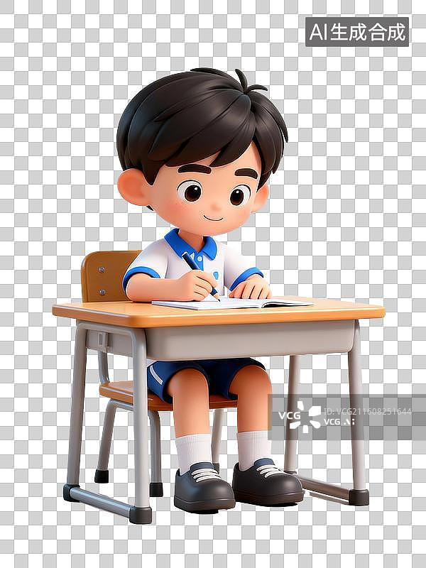 【AI数字艺术】学生写作业元素图片素材