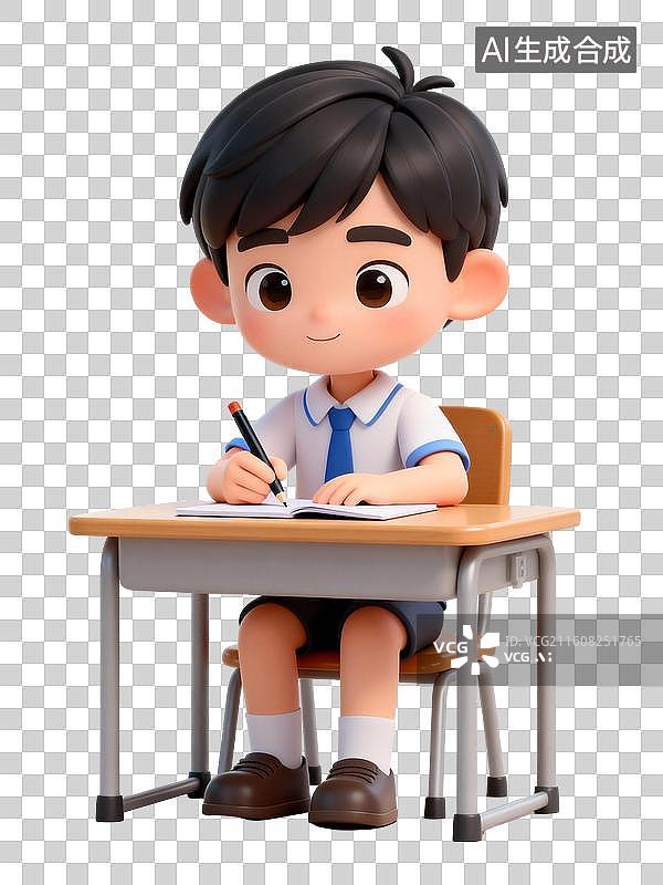 【AI数字艺术】学生写作业元素图片素材