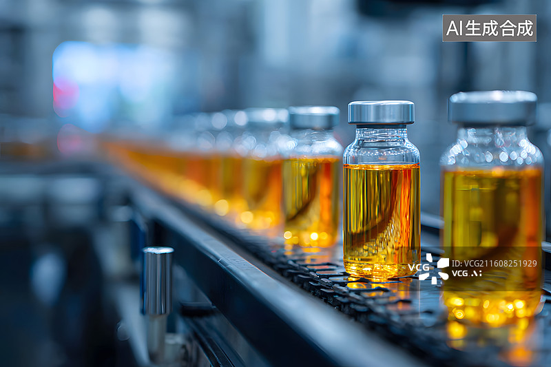 【AI数字艺术】生产线上的药瓶排列整齐图片素材