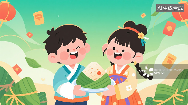 【AI数字艺术】端午节粽子插画图片素材