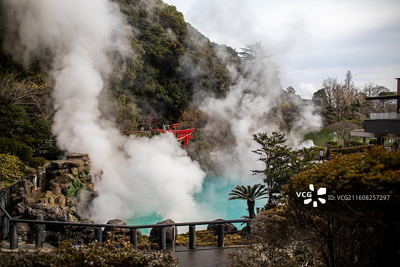日本大分县别府海地狱的风光图片素材