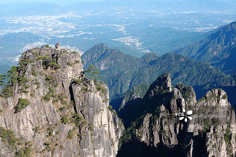 安徽省黄山市黄山风景区：北海景区狮子峰猴子观海石猴观海图片素材
