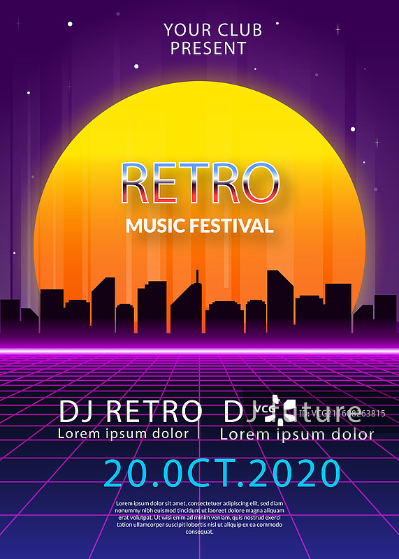 未来复古音乐海报模板图片素材
