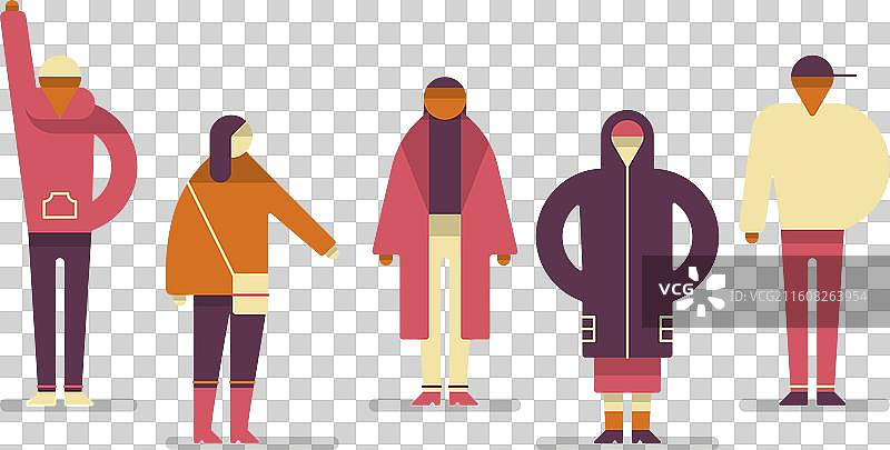 一群穿着秋季服装的人图片素材