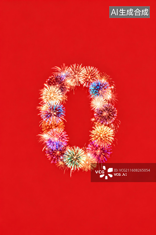 【AI数字艺术】烟花组成的数字零图片素材
