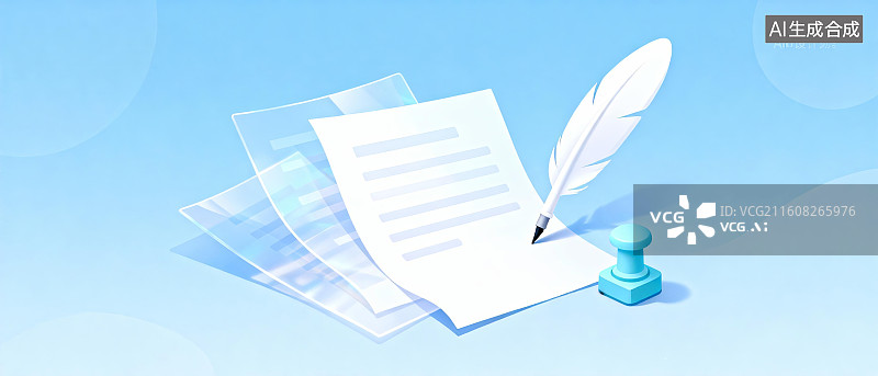 【AI数字艺术】羽毛笔书写文件场景图片素材