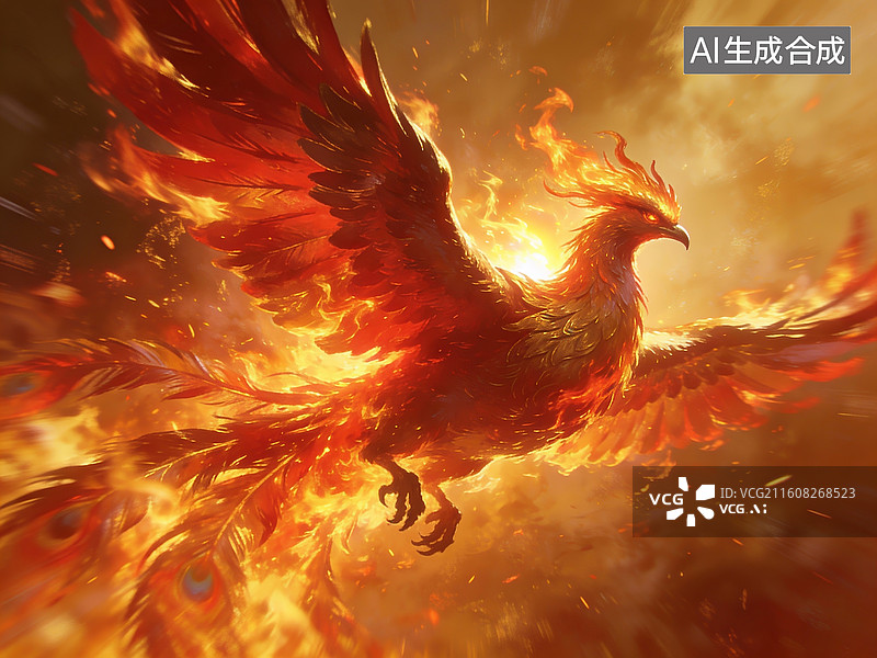 【AI数字艺术】凤凰涅槃图片素材