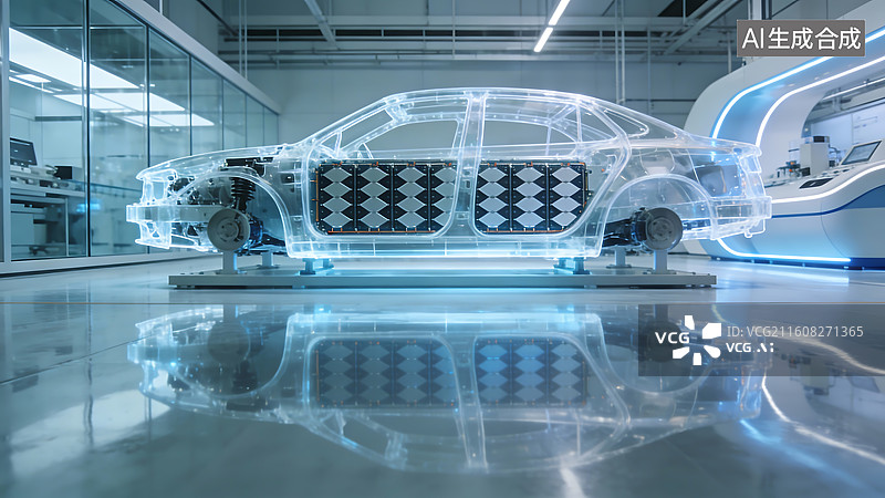 【AI数字艺术】未来汽车技术可视化室内展厅图片素材