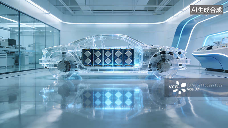 【AI数字艺术】未来汽车技术可视化室内展厅图片素材