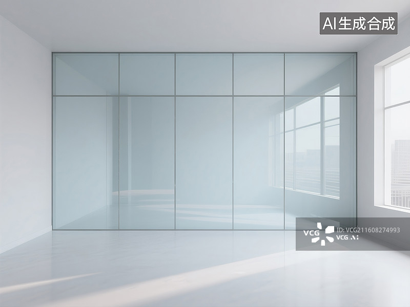 【AI数字艺术】简洁的玻璃室内空间图片素材