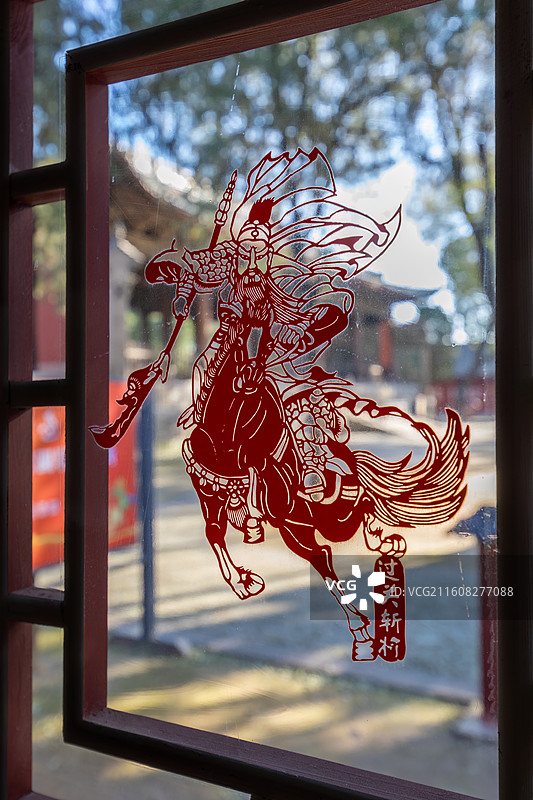 运城市解州关帝庙关帝剪纸图片素材