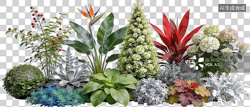 【AI数字艺术】园林造景植物群PNG免抠设计元素图片素材
